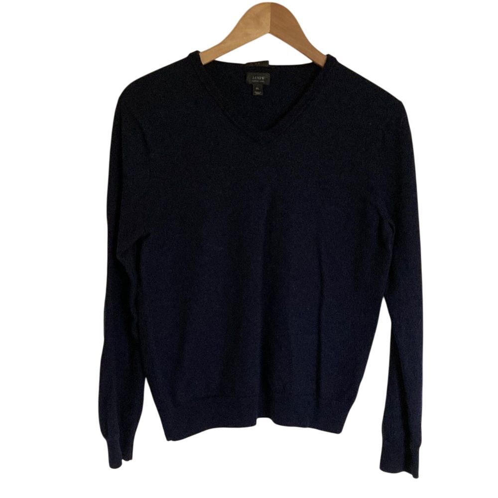 J.Crew Slim Merino Wool Pullover V Neck Sweater in Navy‎ Size M